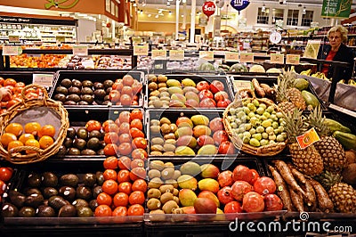 Shopping for fruit in a grocery store Editorial Stock Photo