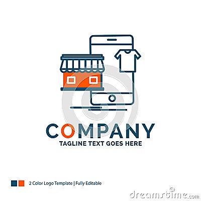 shopping, garments, buy, online, shop Logo Design. Blue and Oran Vector Illustration