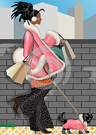 Shopping girl Cartoon Illustration