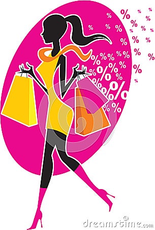 Shopping girl Vector Illustration