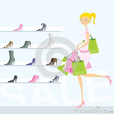 Shopping girl Vector Illustration