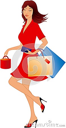 Shopping girl Vector Illustration