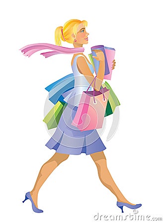 Shopping girl Vector Illustration