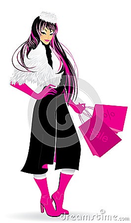 Shopping girl Vector Illustration