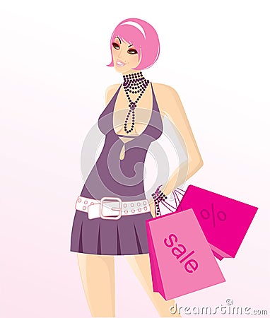 Shopping girl Vector Illustration