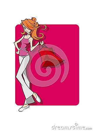 Shopping girl Vector Illustration