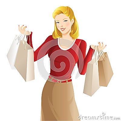Shopping girl. Vector Illustration