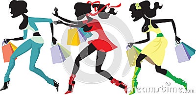 Shopping girls Vector Illustration