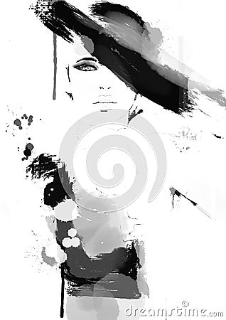 Shopping haute couture woman fashion art painting Stock Photo