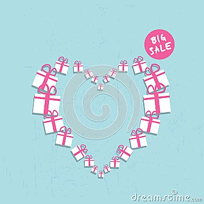 Shopping heart big sale concept Vector Illustration