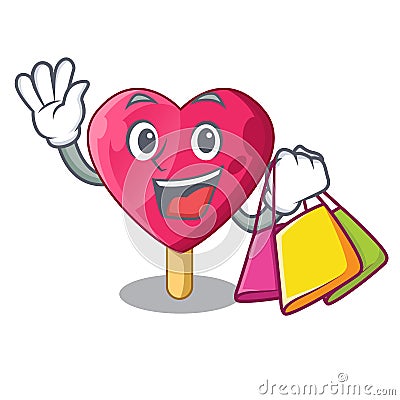 Shopping heart character ice cream on candy Vector Illustration