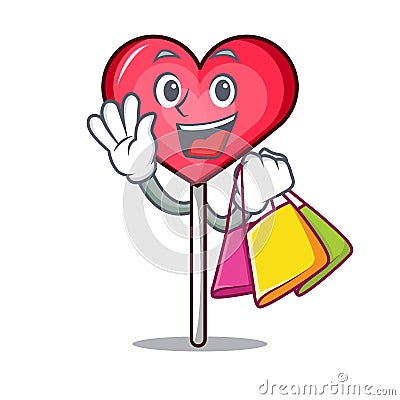 Shopping heart lollipop character cartoon Vector Illustration