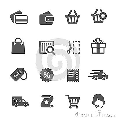 Shopping icons set. Vector Illustration