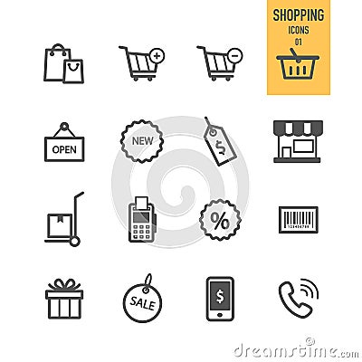 Shopping icons set. Vector Illustration