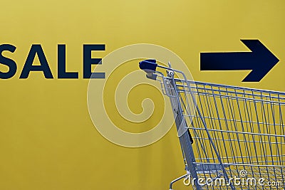 Shopping Lifestyle with Sale Promotional Concept. Empty Cart wit Stock Photo