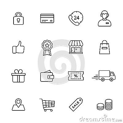 Shopping Line Icons Vector Illustration