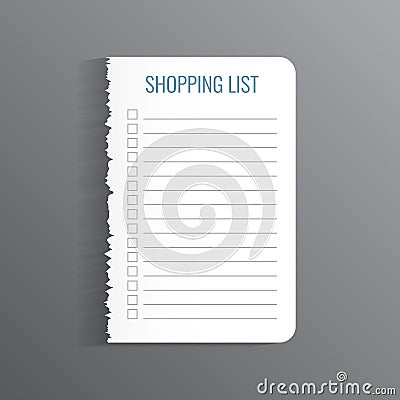 Shopping list icon in flat style. Memo pages vector illustration on isolated background. Daily planner sign business concept Vector Illustration
