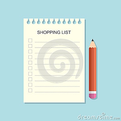 Shopping list icon in flat style. Memo pages vector illustration on isolated background. Daily planner sign business concept Vector Illustration