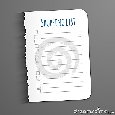 Shopping list. Vector Illustration