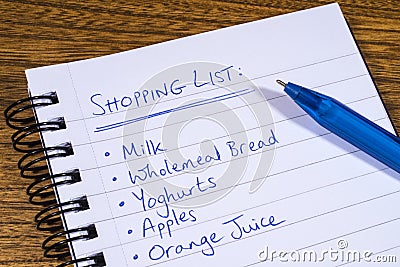 Shopping List Stock Photo