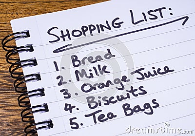 Shopping List Stock Photo