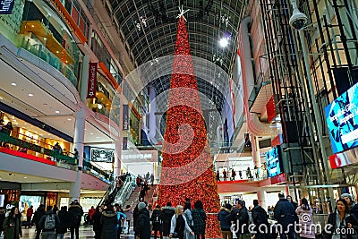 Shopping mall brightly decorated for Christmas Editorial Stock Photo