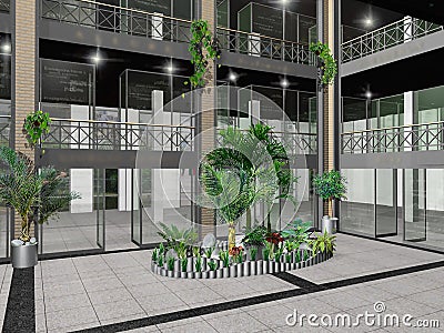 Shopping mall internal design 3D illustration Stock Photo