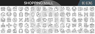 Shopping mall line icons collection. Big UI icon set in a flat design. Thin outline icons pack. Vector illustration EPS10 Vector Illustration