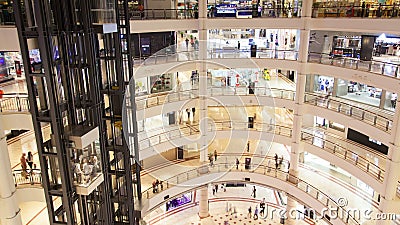 Shopping mall people traffic and Elevator move time lapse stock video footage Shopping mall people traffic and Elevator move time lapse stock video footage