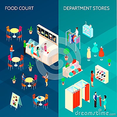 Shopping Mall Two Vertical Banners Vector Illustration