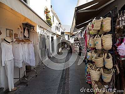 Shopping in Mijas one of the most beautiful 'white' villages of the Southern Spain area called Andalucia. Editorial Stock Photo