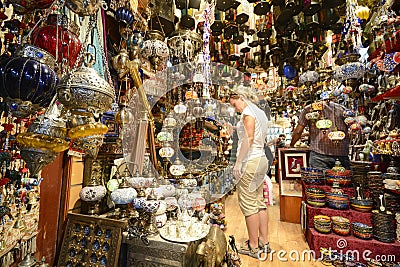 Shopping at Muttrah Souq, Muscat, Oman Editorial Stock Photo