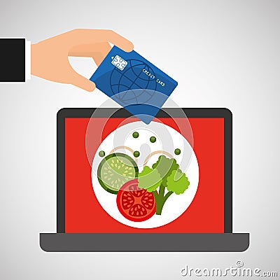 Shopping online concept order vegetables Vector Illustration
