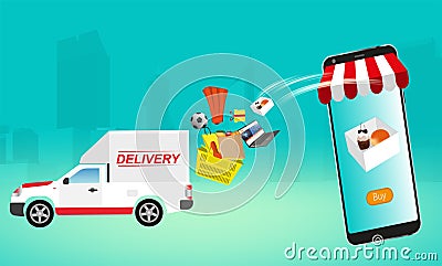 shopping online delivery Vector Illustration