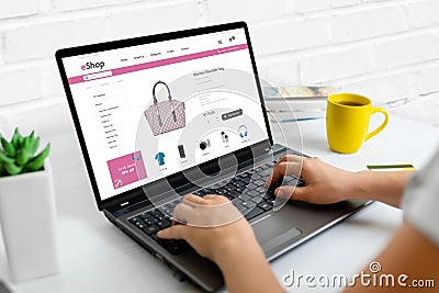 Shopping online through the ecommerce website concept Stock Photo