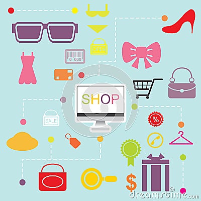 Shopping online infographics flatten design Vector Illustration