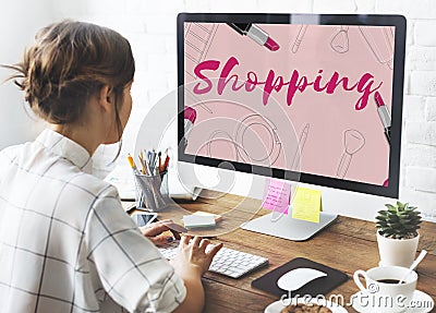 Shopping Online Shopaholics E-Commerce E-Shopping Concept Stock Photo