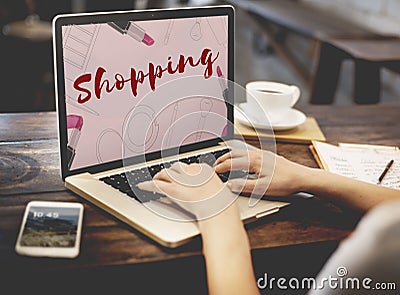 Shopping Online Shopaholics E-Commerce E-Shopping Concept Stock Photo