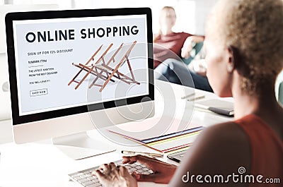 Shopping Online Shopaholics E-Commerce E-Shopping Concept Stock Photo