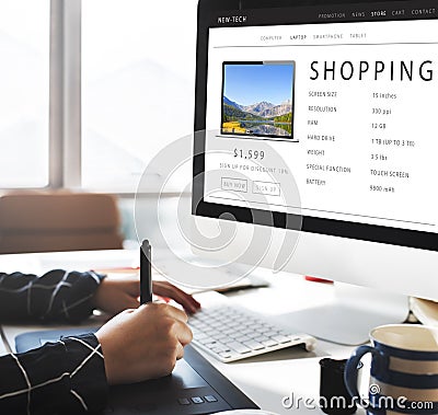 Shopping Online Shopaholics E-Commerce E-Shopping Concept Stock Photo