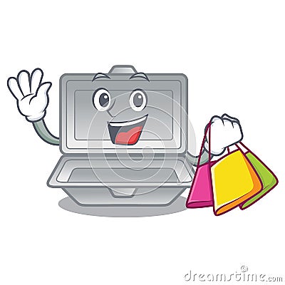 Shopping open styrofoam isolated with the mascot Vector Illustration