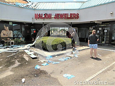 Shopping plaza vandalized and set ablaze during protests in Tampa, Florida Editorial Stock Photo