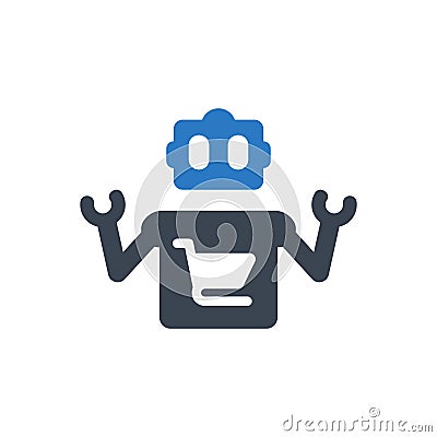 Shopping robot service icon Vector Illustration