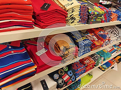 shopping sale background theme. shirts in a shop in India Editorial Stock Photo