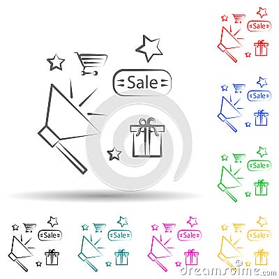 Shopping, sale multi color set icon. Simple thin line, outline vector of shopping icons for ui and ux, website or mobile Stock Photo