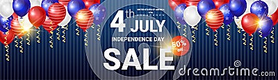 Shopping Sale To United States Independence Day Holiday 4 July Discount Banner Vector Illustration