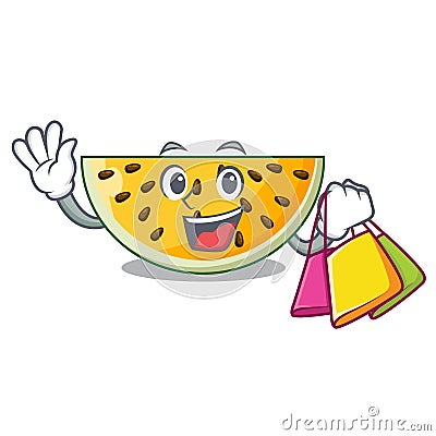 Shopping sliced yellow watermelon on character cartoon Vector Illustration