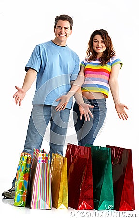 Shopping smile couple Stock Photo