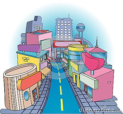 Shopping Street Vector Illustration