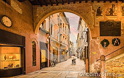 Shopping street in the center of Ravenna Stock Photo